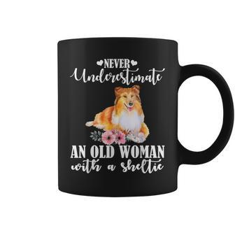 Never Underestimate An Old Woman With Sheltie Coffee Mug - Monsterry