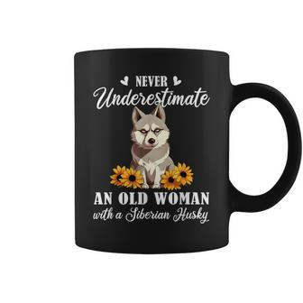 Never Underestimate An Old Woman With A Siberian Husky Lover Coffee Mug | Mazezy