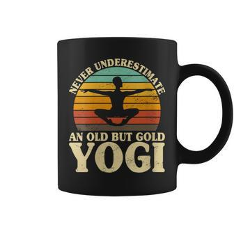 Never Underestimate An Old Yogi Meditation Yoga Namaste Coffee Mug - Monsterry