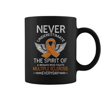 Never Underestimate Retro A Woman Fights Multiple Sclerosis Coffee Mug | Mazezy