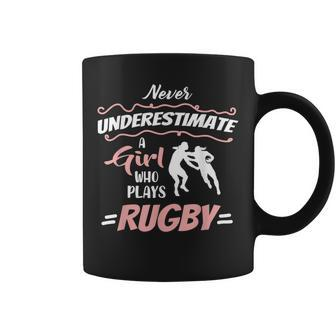 Never Underestimate A Rugby Girl Player Woman Coffee Mug - Monsterry UK