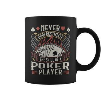 Never Underestimate Skill Poker Player Cards Gambling Coffee Mug - Monsterry