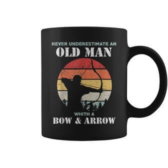 Never Underestimate Un Old Man With Bow And Arrow Archers Coffee Mug - Thegiftio UK