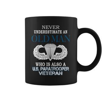 Never Underestimate Us Paratrooper Veteran Father's Day Xmas Coffee Mug - Seseable