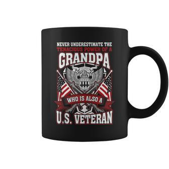 Never Underestimate US Veteran Grandpa Grandfather Coffee Mug | Mazezy