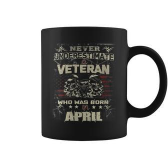 Never Underestimate A Veteran Who Was Born In April Coffee Mug | Mazezy