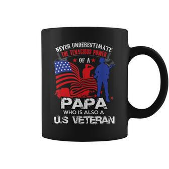 Never Underestimate A Veteran Grandpa Papa Coffee Mug - Seseable