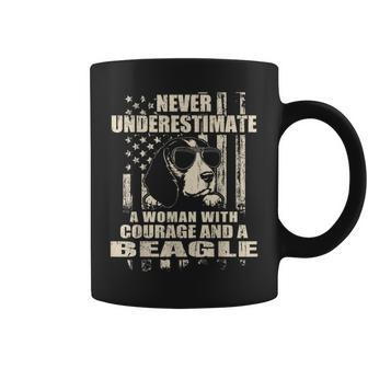 Never Underestimate Woman And A Beagle Usa Flag Coffee Mug - Monsterry