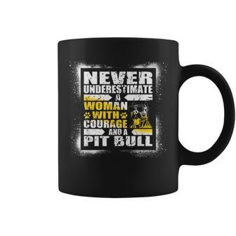Never Underestimate Woman Courage And A Pit Bull Coffee Mug - Monsterry UK