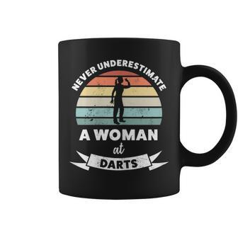 Never Underestimate Woman At Darts Coffee Mug - Thegiftio UK