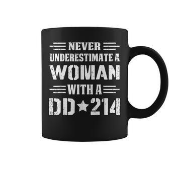 Never Underestimate A Woman With A Dd 214 Alumni Coffee Mug | Mazezy
