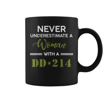 Never Underestimate A Woman With A Dd-214 Female Veteran Coffee Mug | Mazezy UK