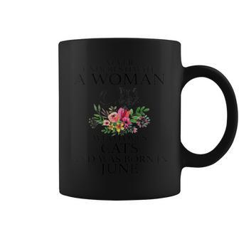 Never Underestimate A Woman Who Loves Cats & Borns In Junie Coffee Mug | Mazezy