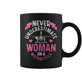 Never Underestimate A Woman Motorcycle Biker Girl Coffee Mug | Mazezy