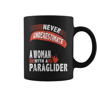Never Underestimate Woman Paraglider Parachute Coffee Mug - Monsterry UK