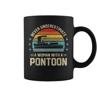 Never Underestimate A Woman With A Pontoon Boat Captain Coffee Mug - Thegiftio UK