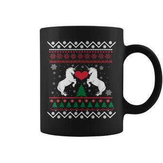 Unicorn Ugly Christmas Sweater With Xmas Trees Coffee Mug - Monsterry