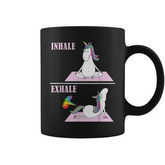 Unicorn Yoga Inhale Exhale Fart Coffee Mug - Seseable
