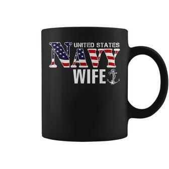 United States Vintage Navy With American Flag For Wife Coffee Mug | Mazezy