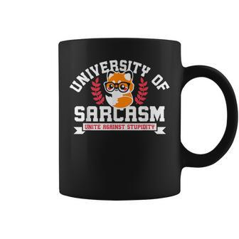 University Of Sarcasm Unite Against Stupidity Funny Fox Coffee Mug | Mazezy