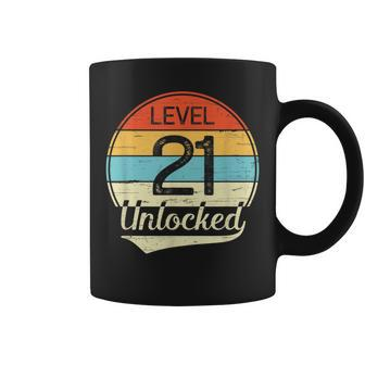 Unlocked Level 21 Birthday Vintage Coffee Mug - Seseable