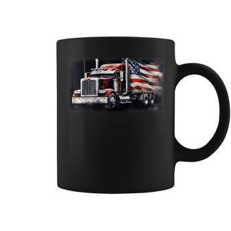 Us American Flag Semi Truck Driver Trucker Driver Funny Gifts Coffee Mug | Mazezy