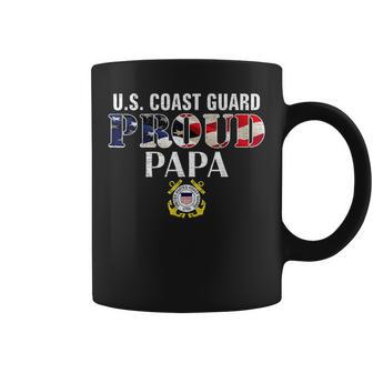 Us Proud Coast Guard Papa With American Flag Veteran Day Veteran Funny Gifts Coffee Mug | Mazezy