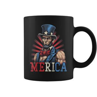 Usa 4Th Of July Abraham Lincoln Funny Workout Muscles Coffee Mug | Mazezy DE