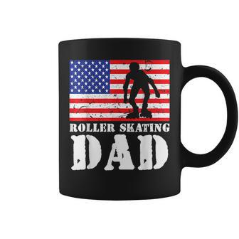 Usa American Distressed Flag Roller Skating Dad Men For Him Funny Gifts For Dad Coffee Mug | Mazezy AU
