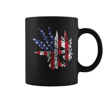 Usa American Flag Skull Skeleton Biker Style Gift Idea Biker Funny Gifts Coffee Mug | Mazezy