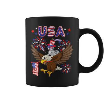 Usa Cute Cat Sunglasses Riding Eagle 4Th Of July Lover Usa Funny Gifts Coffee Mug | Mazezy