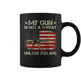 Usa Flag My Gun Is Not A Threat Unless You Are On Back Coffee Mug | Mazezy