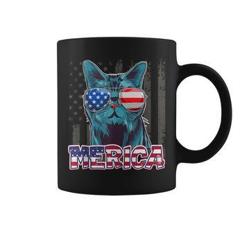 Usa Patriotic Cat 4Th Of July American Flag Men Women Coffee Mug - Seseable
