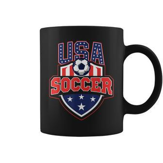 Usa Soccer - American Flag Football Player Coffee Mug - Seseable