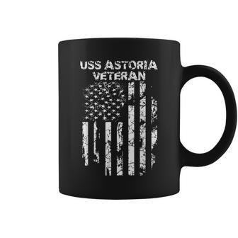 Uss Astoria Military Veteran Distressed Usa Flag Coffee Mug | Mazezy