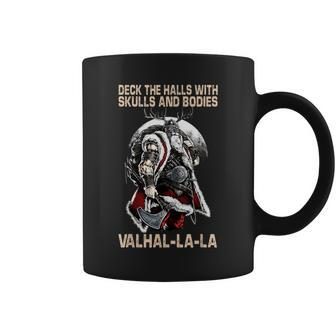 Valhalla-La Deck The Halls With Skulls And Bodies Christmas Coffee Mug - Monsterry