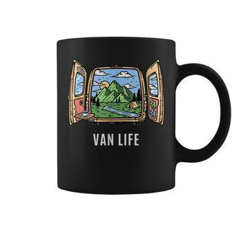 Van Life Mountain Scene Camper Hiker And Nomad Travelers Coffee Mug - Seseable