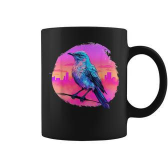 Vaporwave Aesthetic Northern Mockingbird Coffee Mug | Mazezy
