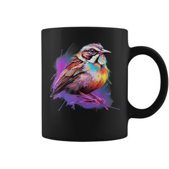 Vaporwave Aesthetic White Throated Sparrow Coffee Mug | Mazezy