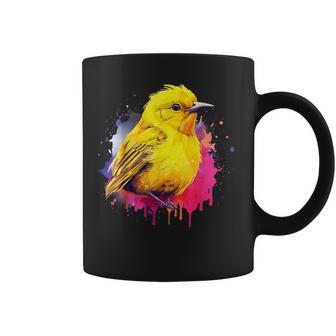 Vaporwave Aesthetic Yellow Warbler Coffee Mug | Mazezy