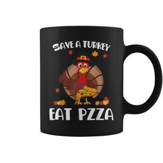 Vegan Gift Save A Turkey Eat Pizza Funny Thanksgiving Coffee Mug - Thegiftio UK