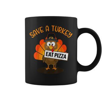 Vegan Or Vegetarian Thanksgiving Save A Turkey Eat Pizza Coffee Mug - Thegiftio UK