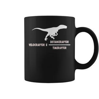 Velociraptor Physics Distance Time Formula Dinosaur Teacher Coffee Mug | Mazezy