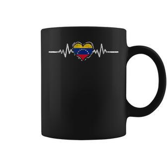 Venezuela Flag Heartbeat Venezuelan Roots Vintage Coffee Mug - Seseable