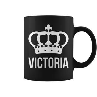 Victoria Name For Women - Queen Princess Crown Design Coffee Mug | Mazezy