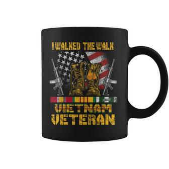 Vietnam Veteran With Us Flag With Combat Boots Patriotic Coffee Mug | Mazezy