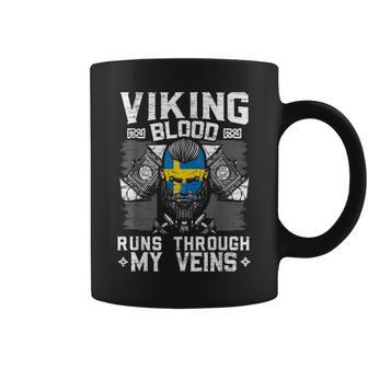 Viking Blood Runs Through My Veins Norse Mythology Vikings Coffee Mug - Seseable