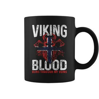 Viking Blood Runs Through My Veins Norwegian Roots Pride Coffee Mug - Seseable