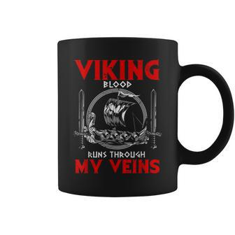 Viking Blood Runs Through My Veins Viking Odin Coffee Mug - Seseable