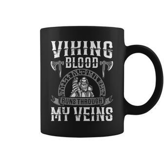 Viking Blood Runs Through My Veins Us Independence Day Ax Coffee Mug - Seseable